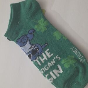 Disney Stitch Shamrock Shenanigans Green Socks NWT